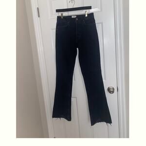 ANINE BING Roxanne Jean in Black Tie Flare Front Slit High Rise Stretch Size 28